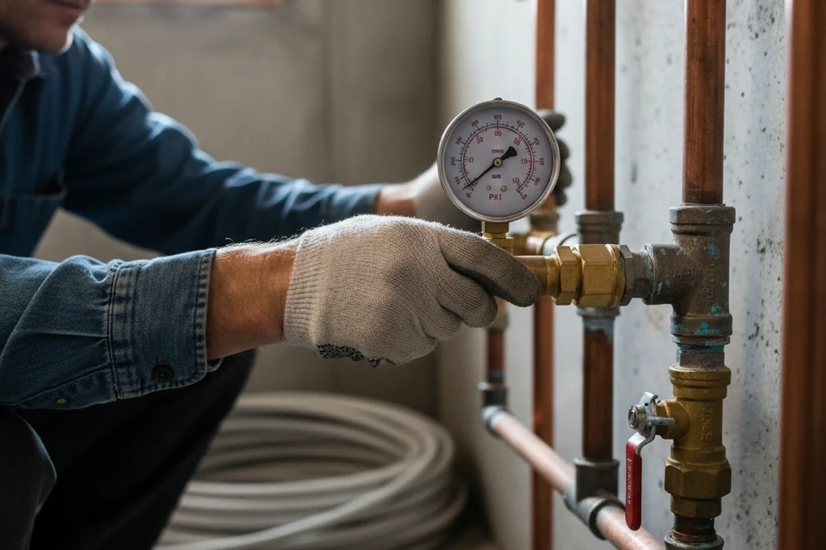 Pressure testing a repaired line during Water Line Repair in Dearing